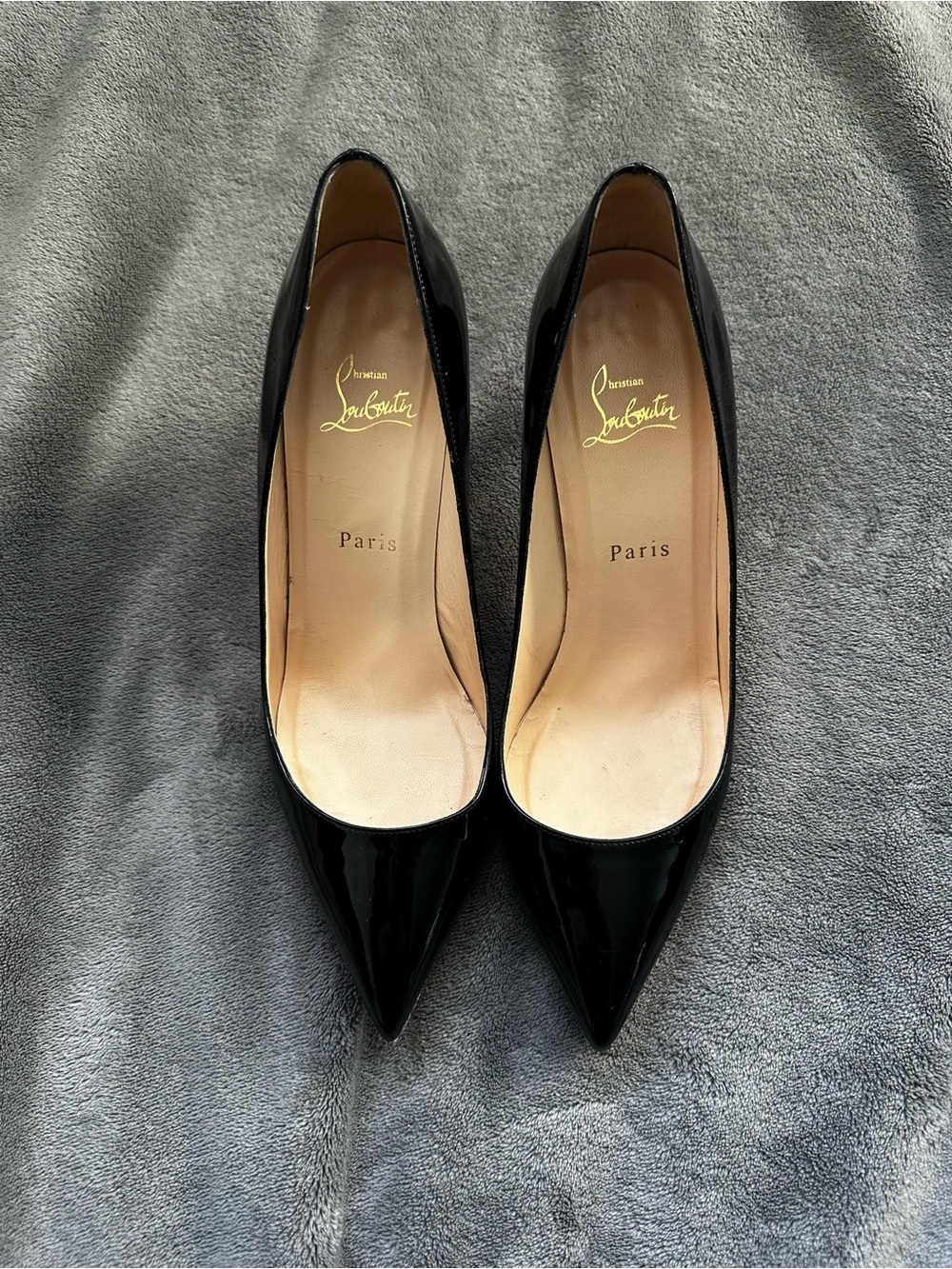 *SOLD *Christian Louboutin Pigalle Black Patent Pointed Toe Pumps
